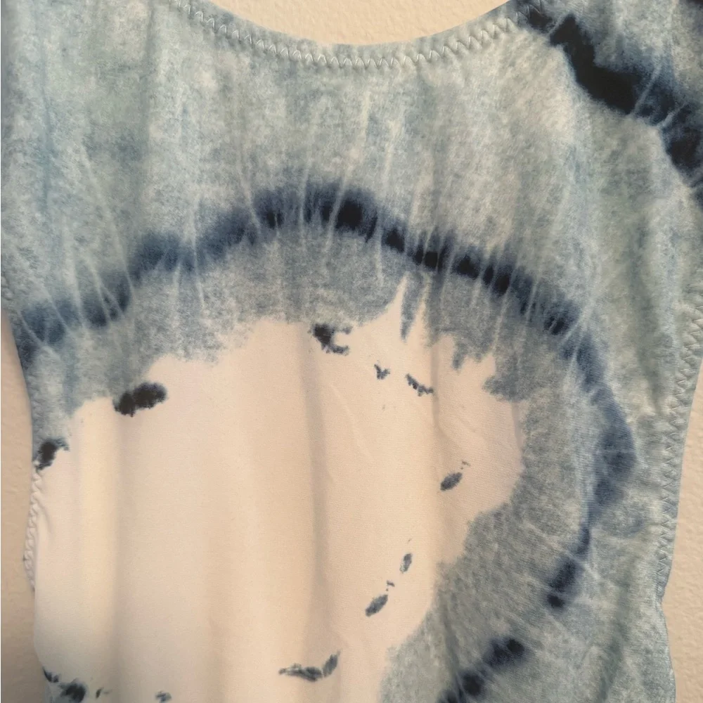 NEW Norma Kamali Marissa Tie Dye One Piece Swimsuit Size XS Blue White - Picture 7 of 9